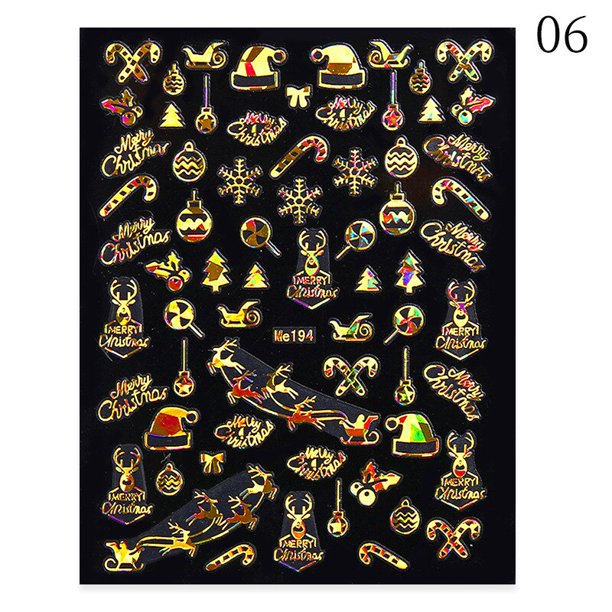 Láser dorado para uñas de Navidad, adhesivo para decoración de uñas, copo de nieve, alce, árbol de Navidad, bronceado, transferencia autoadhesiva Gao Jinjia LED