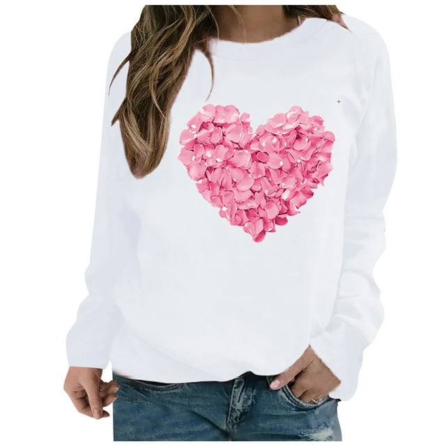 Chandails à Capuchon Graphiques pour Femmes Col Rond Manches Longues Imprimé Décontracté Ample Chandail Molletonné T-Shirt Blouse Hauts d'Automne