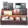 thumbnail image 2 of SHIBA-Leatherette Multi-Function Desk Organizer Storage Box, 5 Compartments Office Supplies Caddy, Pen/Pencil, Cell Phone, Business Name Cards, Note Paper, Remote Control Holder Organizer, 2 of 4