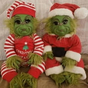 Christmas Grinch Stuffed Plush Elf Doll Gift Kids Birthday Green Monster House Decorations