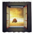 thumbnail image 3 of Ambesonne Landscape Shower Curtain, Spring Birds Country, 69"Wx70"L, Grey Marigold Brown, 3 of 5