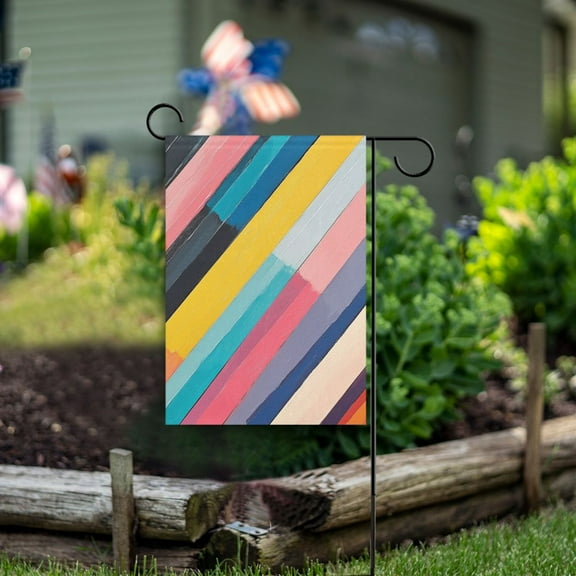 Yayeee Garden Flag 12" x 18" Double Sided Outdoor Yard Lawn Holiday Decorations, Color Striped