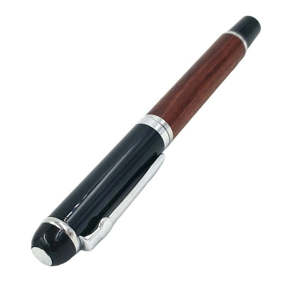 Wooden Fountain Pen with Piston Filled Inks Cartridge 0.5mm Tip Smooth Writing for Daily Writing Calligraphy Practice