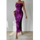thumbnail image 5 of Vestido PRETTYGARDEN Maxi Bodycon Strapless Floral Morado Talle L, 5 of 7