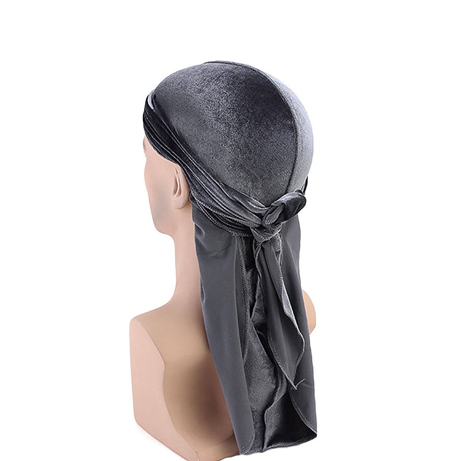 Men Velvet Chinese Dragon Turban Durag Hair Loss Hat Headwear