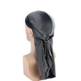 thumbnail image 4 of harmtty Durag Cap Solid Color Ultra Soft Keep Warm Velvet Men Women Head Wrap with Long Tail for Winter,White, 4 of 8
