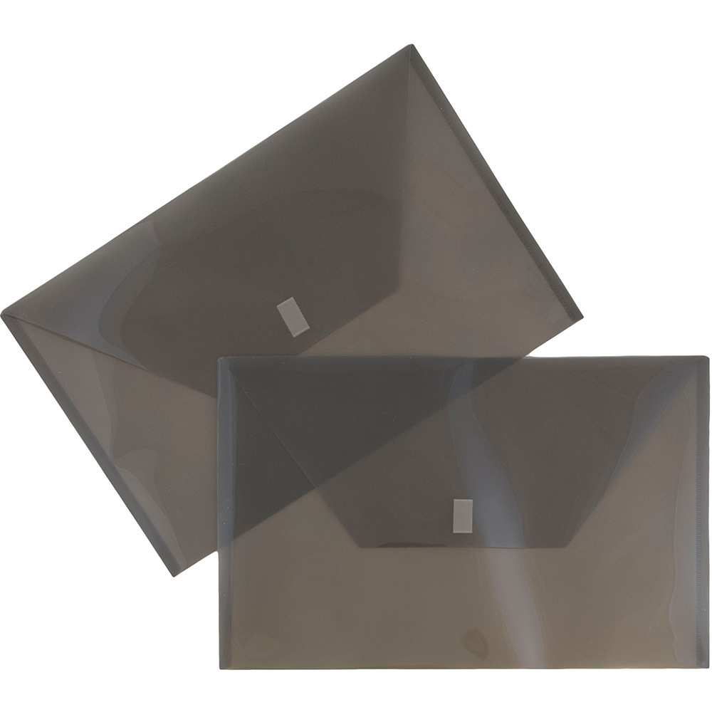 JAM Paper Plastic Envelopes with Hook & Loop Closure, Legal Booklet, 9 3/4 x 14 1/2, Smoke Gray, 3/Pack