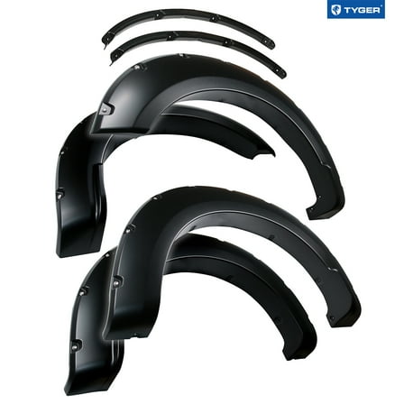 Tyger Auto Fender Flares Compatible with 2017-2022 Ford F-250 F-350 Super Duty, Smooth Textured Paintable Bolt-Riveted Style 4pc | TG-FF8F4388