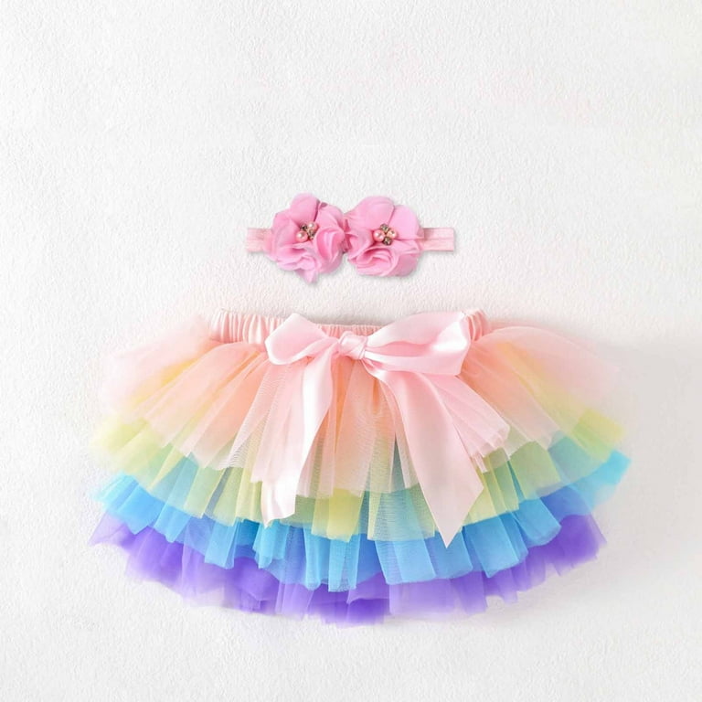 Toddler Girls Tulle Skirt Multilayered Rainbow Tutu Skirt with