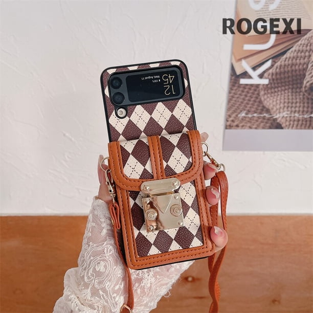 Funda de teléfono con patrón a cuadros para Samsung Galaxy Z Cute Fashion Flip 4 3 Z Flip3 Flip4 5G Funda protectora zhangmengya LED