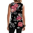 thumbnail image 3 of DYMADE Women Plus Size Floral Printed Sleeveless Pleated Casual Loose Tank Top T-Shirt, 3 of 3