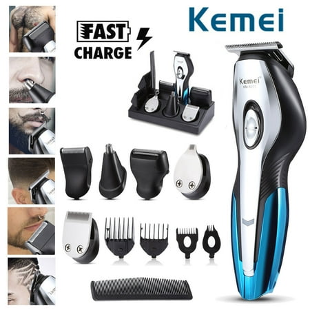 KEMEI 11-IN-1 Fast Charging Grooming Set Cord/Cordless Electric Hair Clipper Trimmer Eyebrow Beard Nose Ear Shaver Haircut with