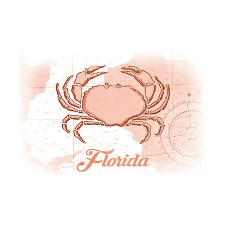 Florida - Crab - Coral - Coastal Icon Print Wall Art By Lantern