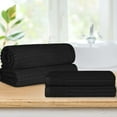 thumbnail image 2 of Superior Ribbed Cotton 4-Piece Black Bath Sheet/ Towel Set, 2 of 7