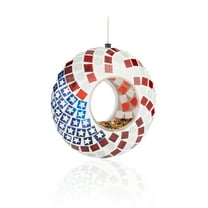 Hanging Glass Bird Feeder - Patriotic