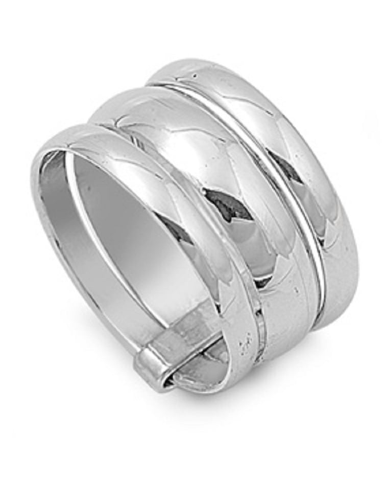 925 Sterling Silver Tri Connected Band Ring Size 10