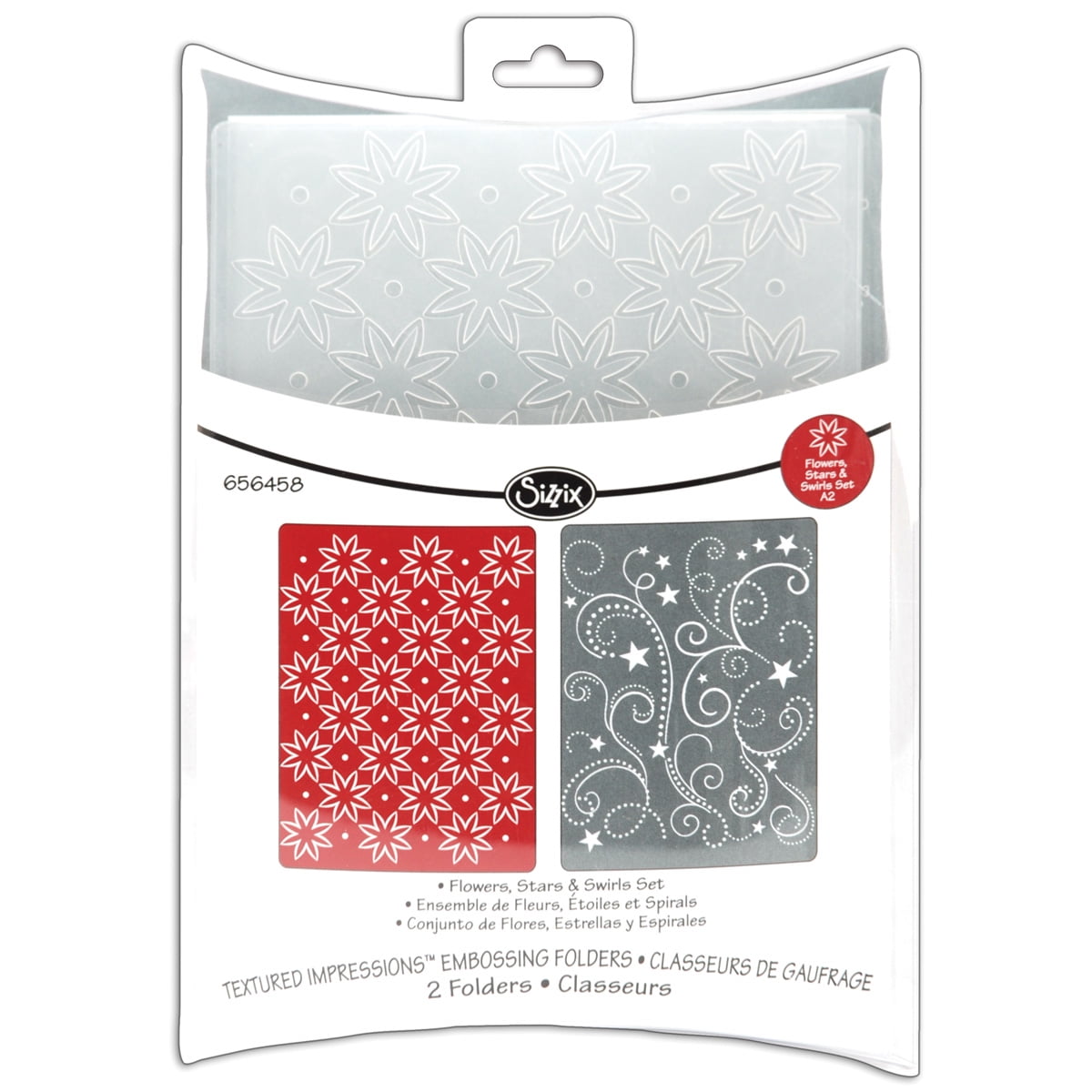 Sizzix Textured Impressions A2 Embossing Folders 2/PkgFlowers/Stars