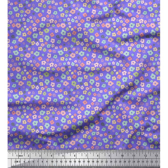 Soimoi Poly Georgette Fabric Flower Artistic Decor Fabric Printed Yard 52 Inch Wide