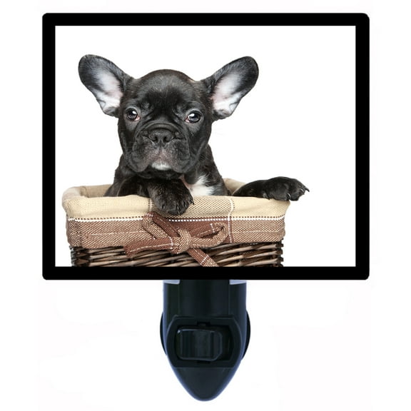 Night Light - Black French Bulldog. | Dog Theme, Includes Free Switchable Insert, 4W Bulb, E12 Base