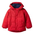 thumbnail image 6 of Karoyedx Jackets for Kids Boys Boys Puffer Jacket - Wind Water Resistant Polar Fleece Lined Boys Winter Coat - Cozy Kids Jacket with Sherpa Lined Hood Red Size,3-4 Years, 6 of 7