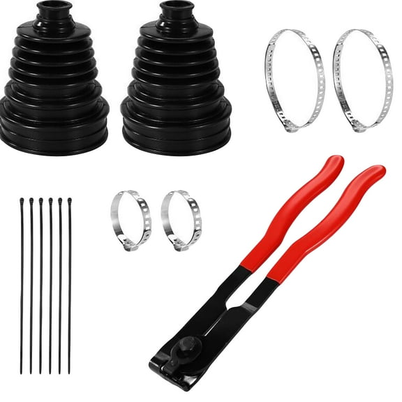 Universal CV Joint Boot Kit with Adjustable Clamps and Zip Ties for Car Axle Drive Shaft Replacement Durable Rubber Material Easy Installation