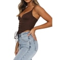 thumbnail image 3 of Pudcoco Women Close-fitting Bandage Camisole, Solid Color V-neck Tanks, 3 of 7
