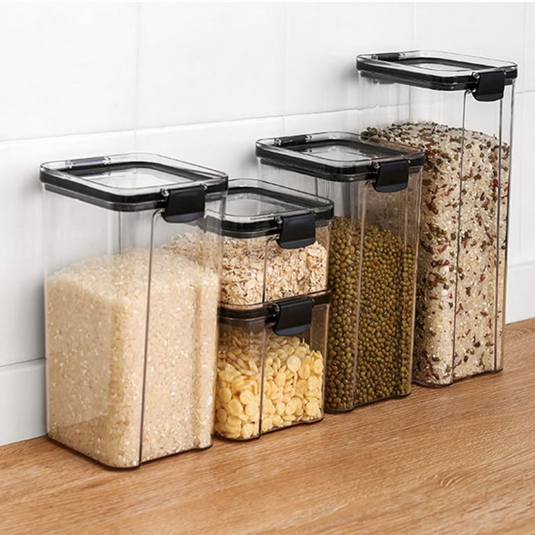 Yirtree Airtight Food Storage proof Stackable Transparent Container -  Kitchen & Pantry Organization, BPA-Free, Plastic Canisters with Durable Lids  Ideal for Cereal, Flour & Sugar 