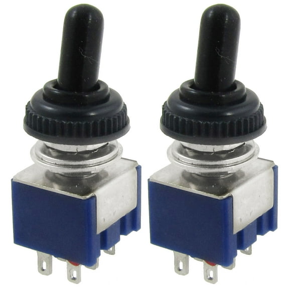2xAC 125V 6A ON/ON 2 Way DPDT 6 Terminals Toggle Switch w Waterproof Cover