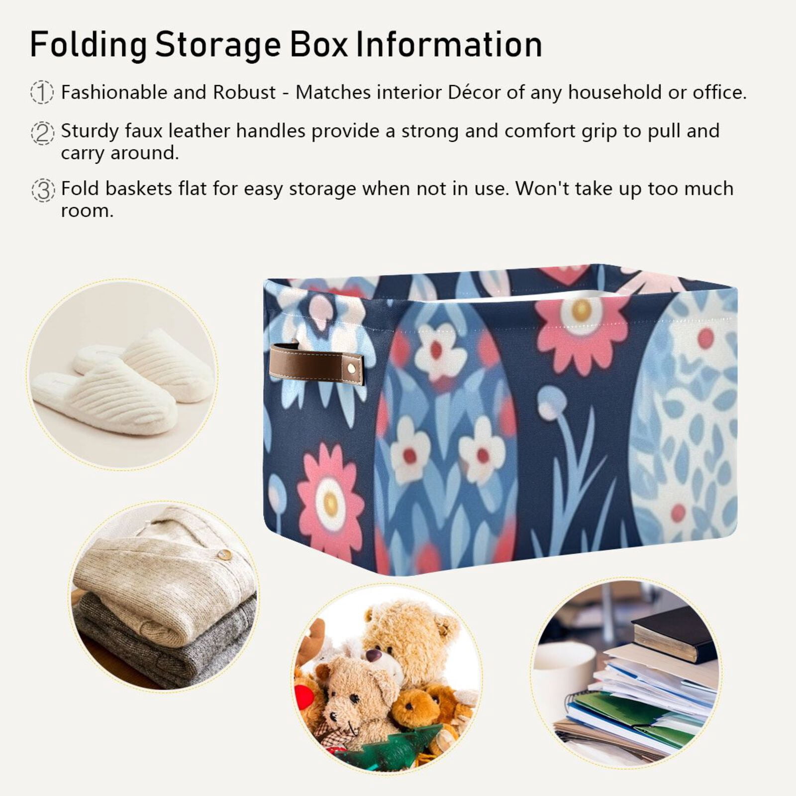 Easter Eggs Flowers Leaves Storage Bins Baskets With Handles Storage Box Clothes Organizer Organization Toys