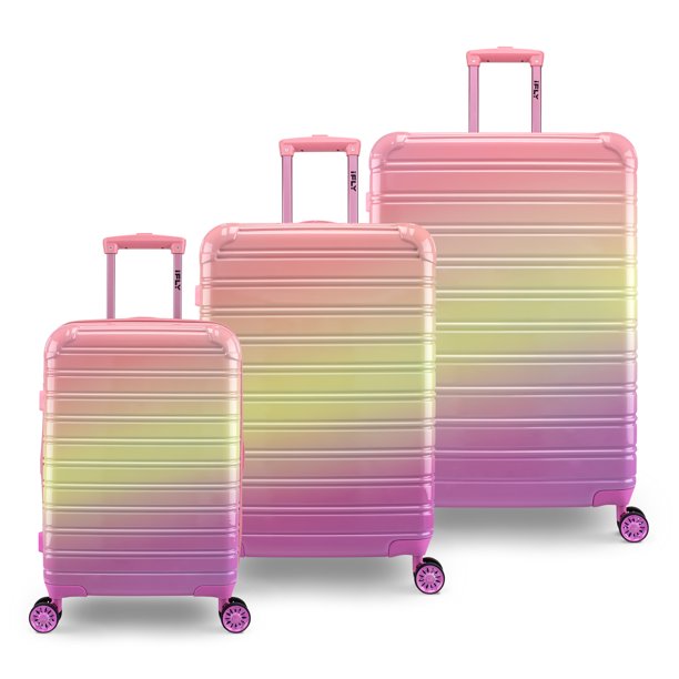 iFLY Fibertech 3Piece Hardside Expandable Luggage Set, Sorbet