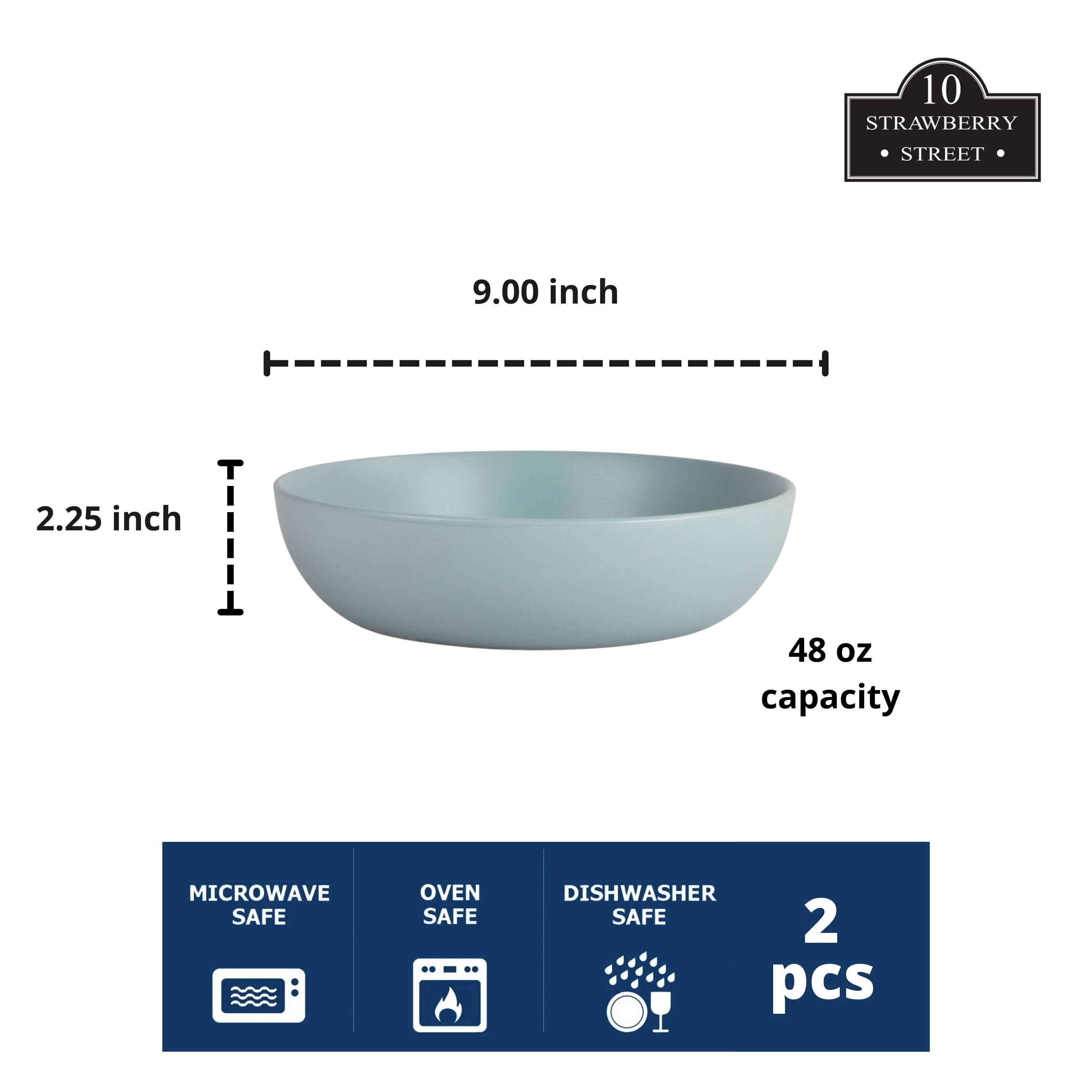 10 Strawberry Street Wazee Matte 9"/48oz Serving Bowl, Set of 2, Mineral Blue