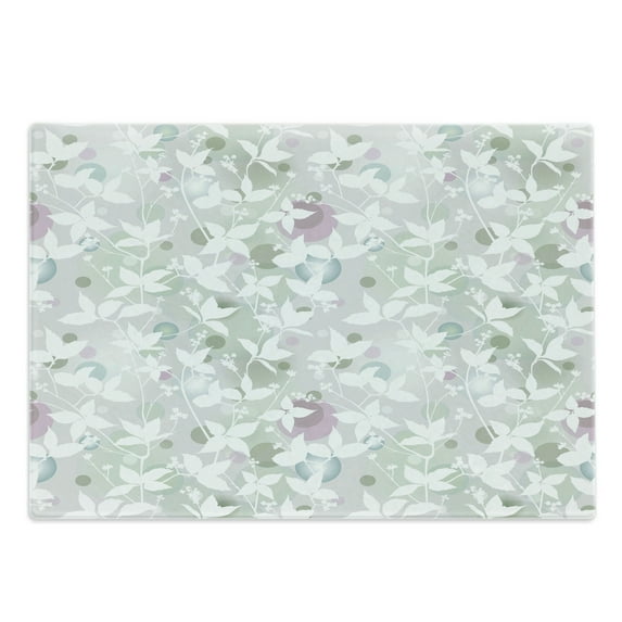 Floral Cutting Board, Spring Seamless Pattern with Flowers in Vintage Style Art Print, Decorative Tempered Glass Cutting and Serving Board, Large Size, White and Reseda Green, by Ambesonne
