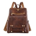 thumbnail image 1 of Kcodviy Ladies Solid Color Leather School Backpack Large Capacity Double Zipper Hiking Backpack Casual Backpack, 1 of 9