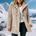 thumbnail image 6 of Perfectbot Women's Sherpa Hooded Coat, Button Down Chunky Cable Warm Winter Outerwear with Pockets, 6 of 7