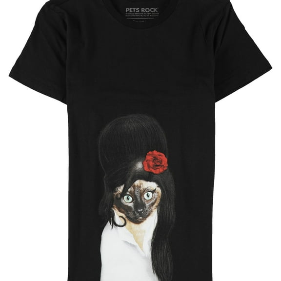 Elevenparis Mens Tattoo Cat Graphic T-Shirt, Black, Large