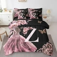 thumbnail image 1 of Erosebridal Ensemble de Literie Initiale A à Z Format Simple, Literie Princesse Rose Format Simple, Ensemble de Lit Monogrammé Z Réversible, Décoration de Chambre Légère, 7 Pcs, 1 of 6
