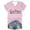 Pink, variant on Fesfesfes Daily Shirts Women's Letter Printed V-Neck Short Sleeved Casual T-Shirt Top Women Essentials L(US:8)