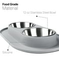 thumbnail image 7 of Double Dog Bowl Feeding Station, Skid Proof Silicone Base Mat with Spill Proof Raised Lip & Two 12oz Stainless Steel Bowls for Food and Water, Ideal for Small to Medium Size Dogs Cats Pet, Gray, 7 of 7