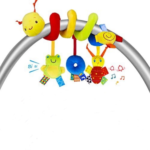 Molucky Baby Comfort Toys, Crib Hanging Rattles Toys,Infant Baby Worm Crib Bed Around Rattle Bell Cartoon Insect Spiral Hanging Toy with Ringing Bell for Stroller Car Seat Bar for Babies