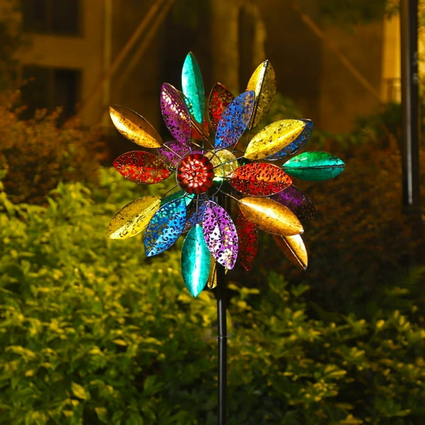 Solar Garden Wind Spinner,Large Metal Wind Sculpture,Outdoor Double ...