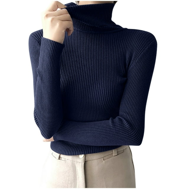 Timegard Hauts de Sortie pour Femmes Col Montant Chandails Ajustés Automne Décontractés Confortables Bas Hauts Chandail