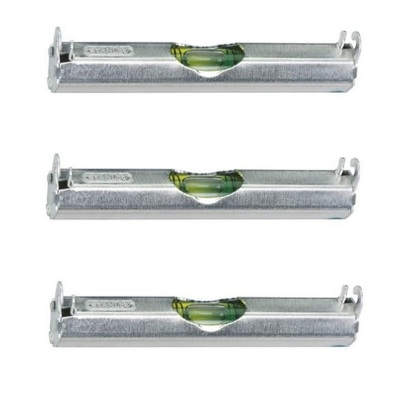 Line Level STANLEY 42-287, aluminio, 3,8 cm, con ganchos para colgar, paquete de 3