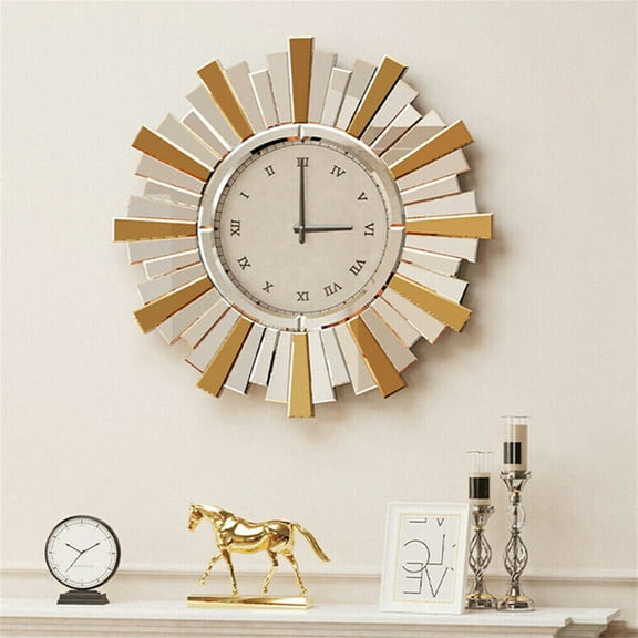 Large Mirrored Wall Clock Beveled Roman Numerals Mirrored Clock Almost Silent