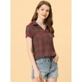 thumbnail image 2 of DARING DIVA Women's Casual Boyfriend Plaid Button Down Flannel Shirt XS Red Green, 2 of 6