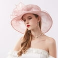 thumbnail image 3 of LEAQU Foldable Organza Church Fascinator Kentcky Derby Hats for Women Flower Wedding Tea Party Hat Wide Brim Sun Hat, 3 of 5