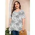 thumbnail image 4 of SHOWMALL Women's Plus Size Shirts Summer Floral Short Sleeve White Lovely Hearts 1X Blouse Swing Tee Crewneck Clothing Flowy Tops for Leggings, 4 of 7