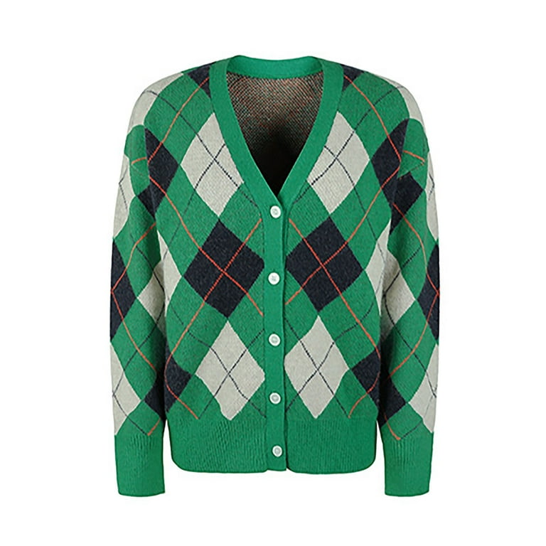 トップス Knit Cardigan Argyle Argyle Knit Cardigan