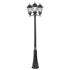 Three Light Black Water, Clear Oval Window Glass Post Light