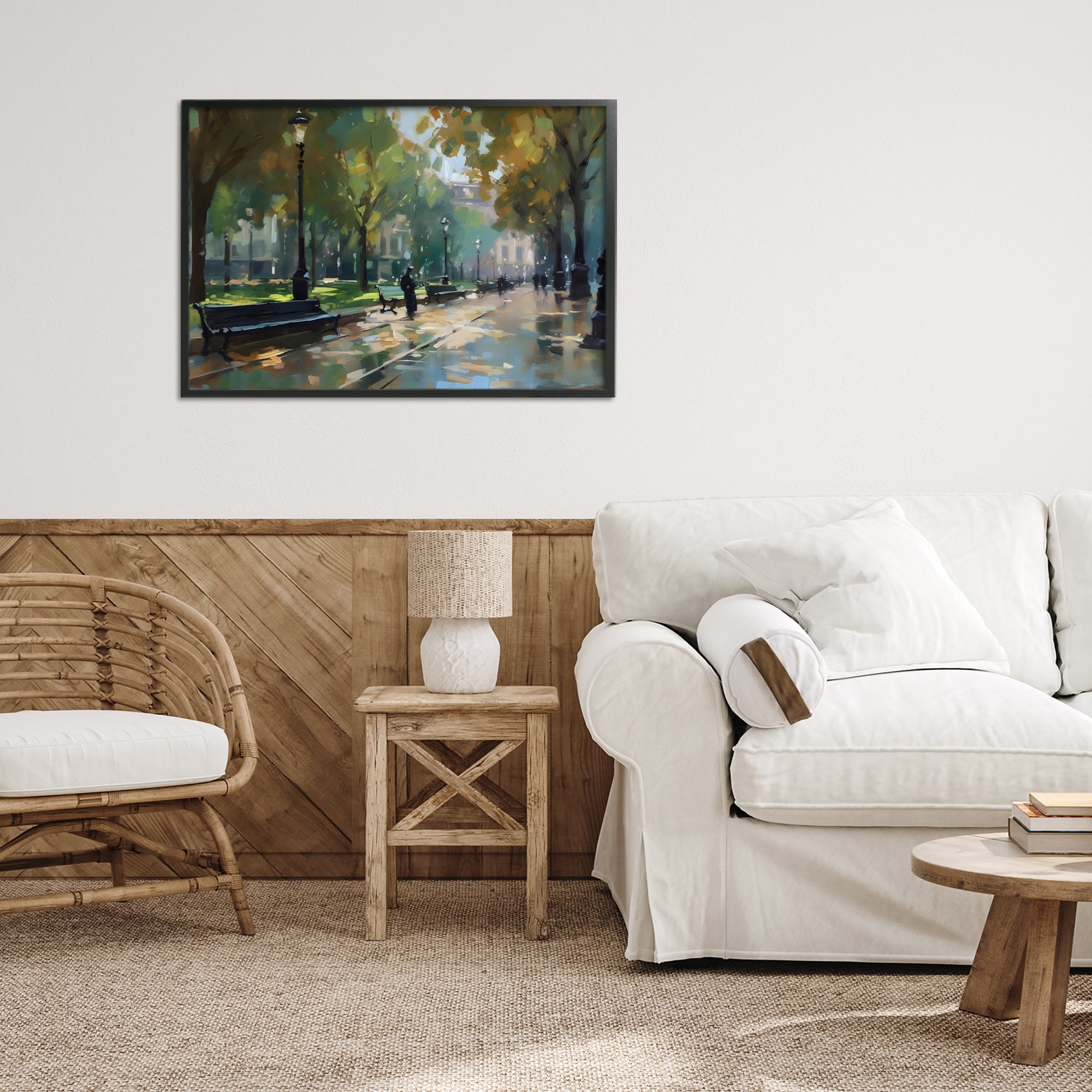 Stupell Industries Park Promenade on Rainy Day Black Framed Giclee Art, design by Creative Studio