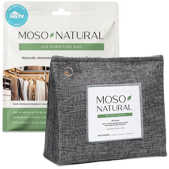 Moso Natural Air Purifying Bag, 300g Premium Charcoal Odor Absorber, Closet & Bathroom Deodorizer